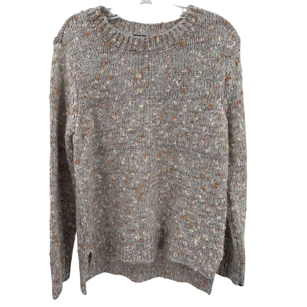 Alison Andrews Women Sz L Tight Nit Sweater Speckled Knit Crew Neck Long Sleeve